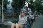 tina on our cyclo ride through saigon